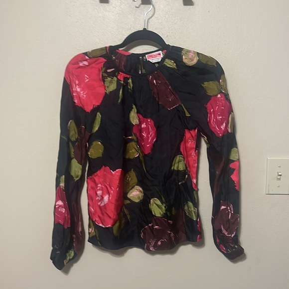 Kate‎ Spade Just Rosy Keyhole Top Silk Size XXS - Picture 4 of 10